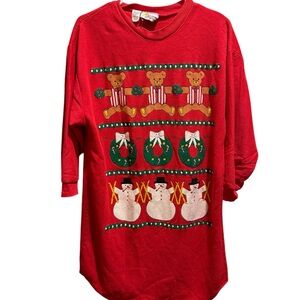 Vintage StarLit Nights ugly sweater long sleeve red dress  women’s size …